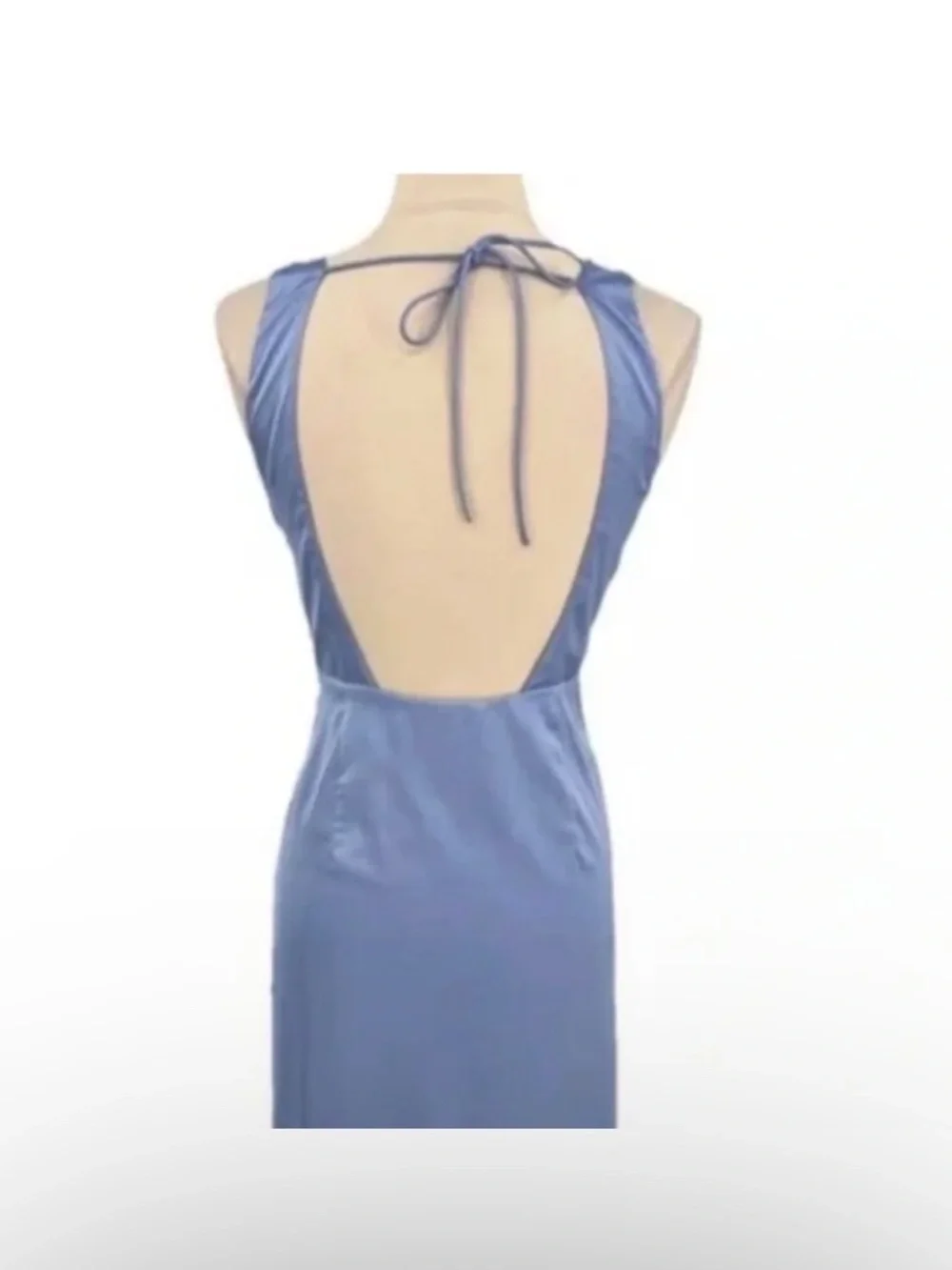 Light Blue Satin Maxi Dress